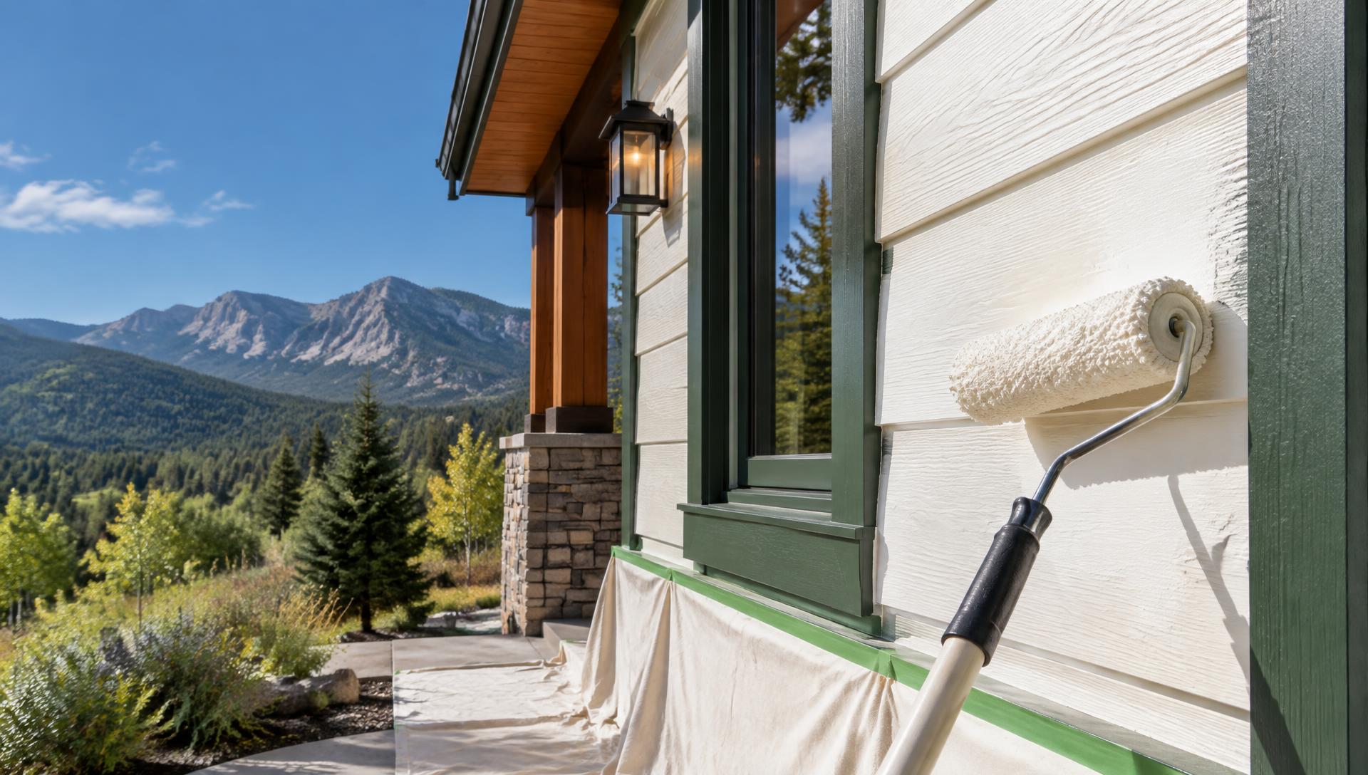 Fresh exterior paint on a Colorado mountain home